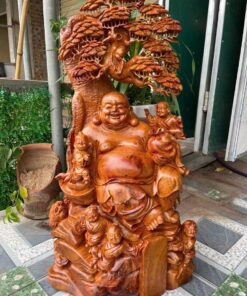 Tượng Phật Di Lặc Ngũ Phúc Gốc Tùng Gỗ Hương