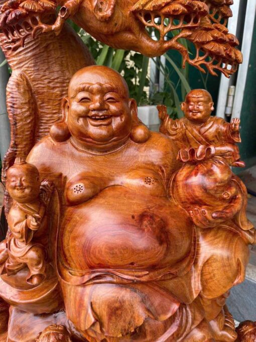 Tượng Phật Di Lặc Ngũ Phúc Gốc Tùng Gỗ Hương