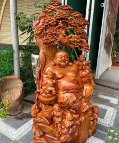 Tượng Phật Di Lặc Ngũ Phúc Gốc Tùng Gỗ Hương