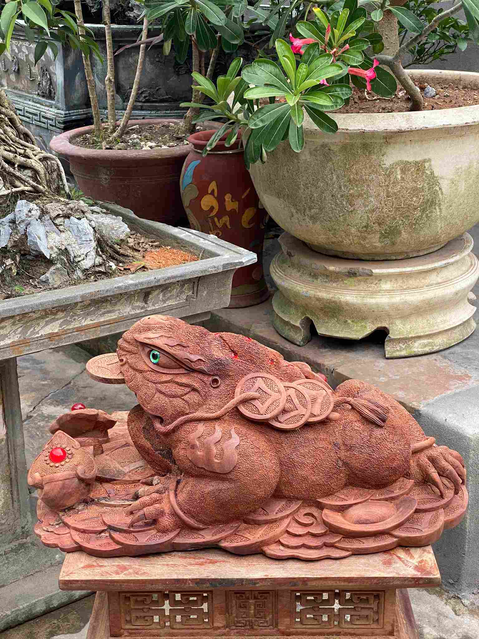 Tượng Thiềm Thừ Gỗ Hương Cao 30 (cm)