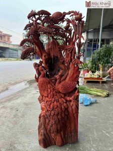 Tượng Phu Thê Viên Mãn Gỗ Hương Cao 118 (cm)