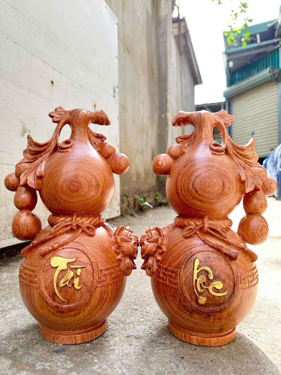 Cặp Hồ Lô Gỗ Hương Đá Cao 30 (cm)