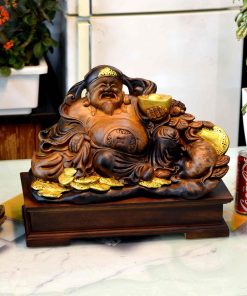 Tượng Thần Tài Gỗ Bách Xanh Cao 35 (cm)