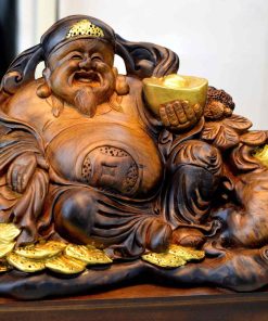 Tượng Thần Tài Gỗ Bách Xanh Cao 35 (cm)