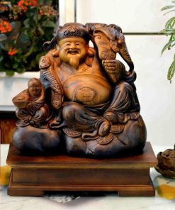 Tượng Thần Tài Gỗ Bách Xanh Cao 45 (cm)