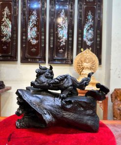 Tượng Tỳ Hưu Gỗ Mun Sừng Cao 26 (cm)