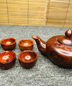 Bộ Ấm Chén Gỗ Trắc Cao 9 (cm)