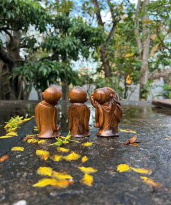 Bộ Ba Phật Tử Gỗ Bách Xanh Cao 10 (cm)