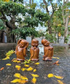 Bộ Ba Phật Tử Gỗ Bách Xanh Cao 10 (cm)