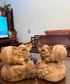 Cặp Heo Gỗ Ngọc Am Cao 35 (cm)