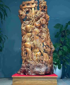 Tác Phẩm Cửu Ngư Hóa Rồng Gỗ Hương Cao 175 (cm)