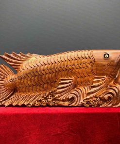 Tượng Cá Kim Long Gỗ Hương Ngang 56 (cm)