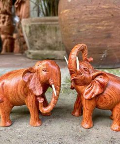 Tượng Cặp Voi Gỗ Hương Cao 20 (cm)