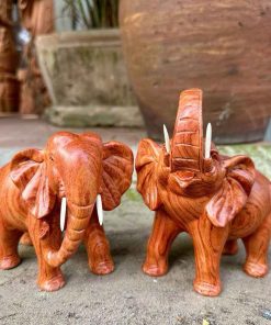 Tượng Cặp Voi Gỗ Hương Cao 20 (cm)