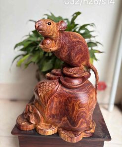 Tượng Chuột Gỗ Cẩm Cao 32 (cm)