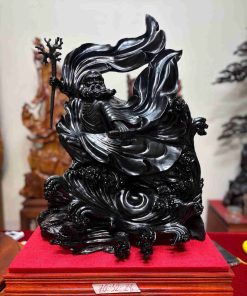 Tượng Đạt Ma Múa Võ Gỗ Mun Cao 70 (cm)