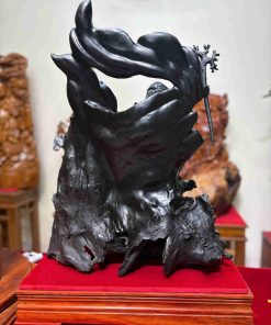 Tượng Đạt Ma Múa Võ Gỗ Mun Cao 70 (cm)