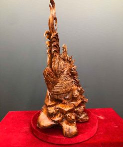 Tượng Gia Đình Gà Gỗ Sưa Cao 73 (cm)