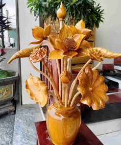 Tượng Hoa Sen Gỗ Ngọc Am Cao 70 (cm)