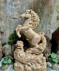 Tượng Ngựa Gỗ Ngọc Am Cao 50 (cm)