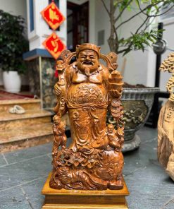 Tượng Thần Tài Gỗ Nu Xá Xị Cao 78 (cm)