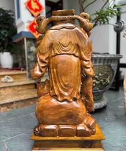 Tượng Thần Tài Gỗ Nu Xá Xị Cao 78 (cm)