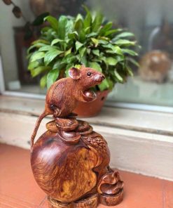 Tượng Chuột Gỗ Cẩm Cao 36 (cm)