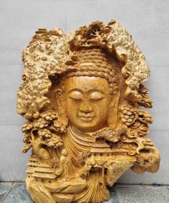 Diện Phật Gỗ Nu Kháo Cao 77 (cm)